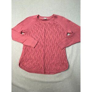 Sonoma Women's Pink Medium Cable Knit Long Sleeve Round Neck Sweater USED